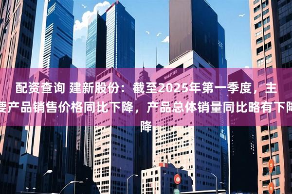 配资查询 建新股份：截至2025年第一季度，主要产品销售价格同比下降，产品总体销量同比略有下降