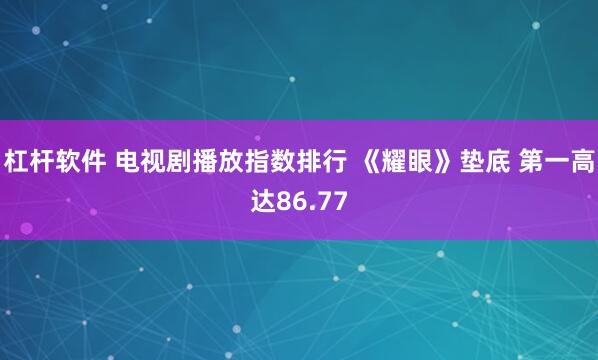 杠杆软件 电视剧播放指数排行 《耀眼》垫底 第一高达86.77